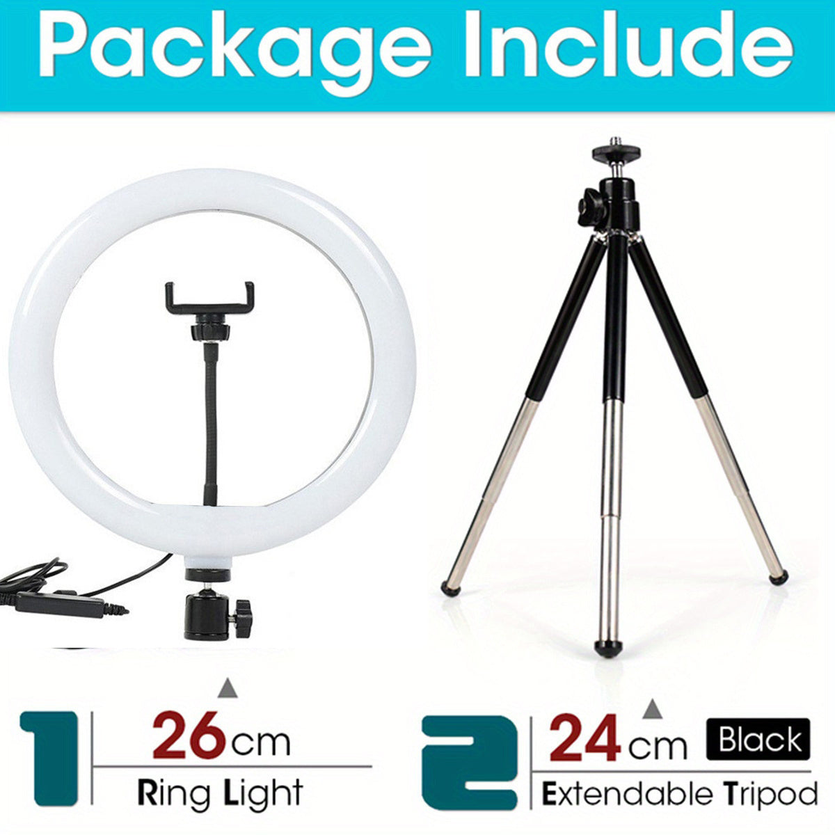 25.4cm Ring Light with Tripod Stand and Phone Holder for Photography and Live Streaming