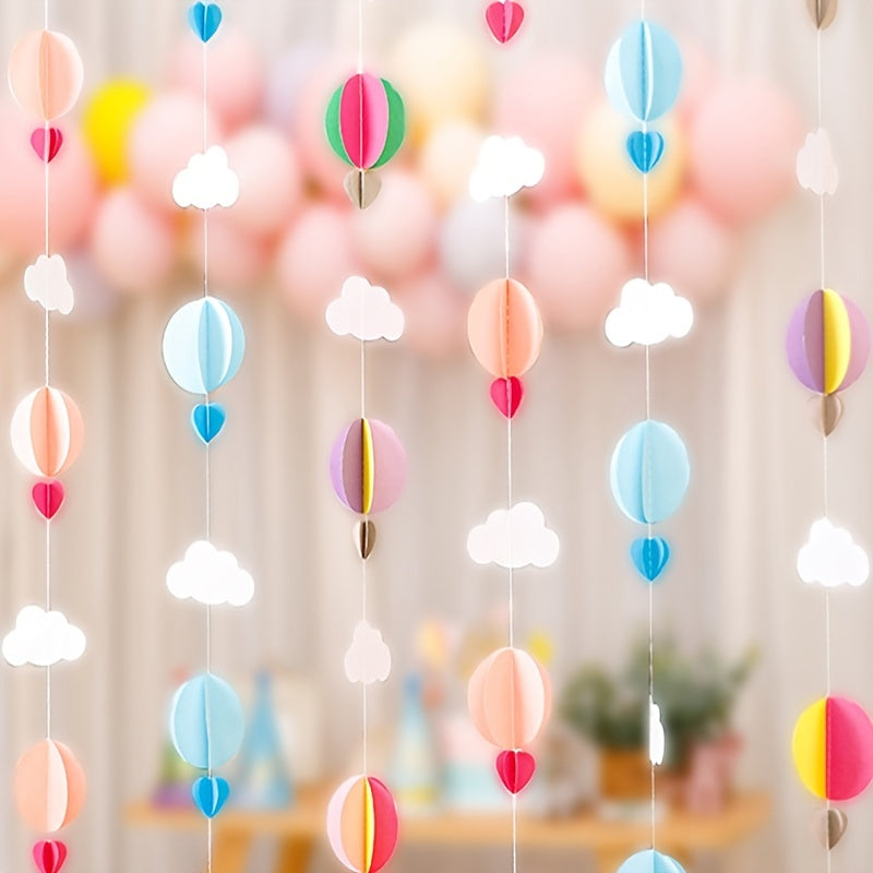 Decoración de pared con corazón de papel 3D, nube y flor para el hogar