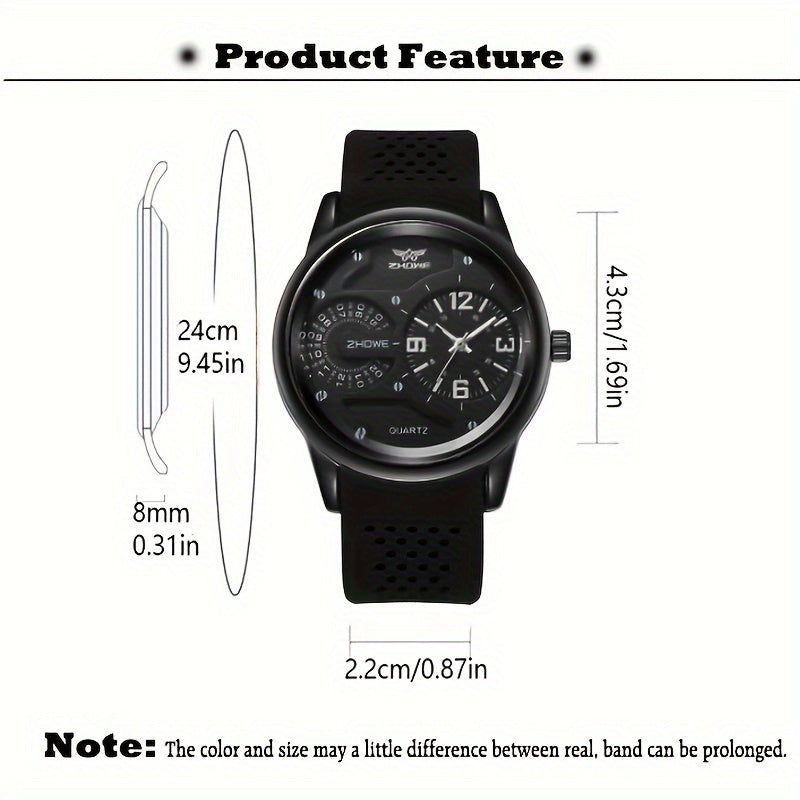 Reloj de silicona para hombre con correa transpirable e a prueba de sudor, movimiento de cuarzo, pequeña decoración en la esfera