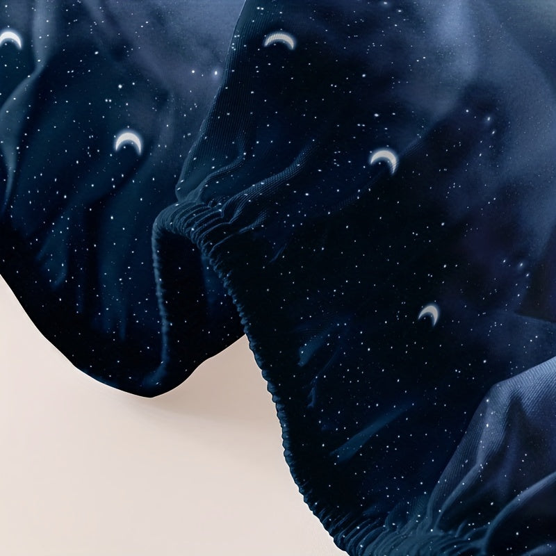 Starry Night Brushed Fitted Sheet Polyester Deep Pocket Bed Sheet for Bedroom and Guest Room