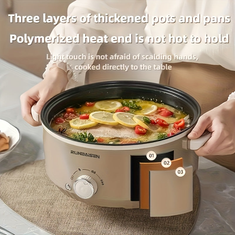 Olla eléctrica con vaporera de acero inoxidable de gran capacidad, multifuncional, fácil de limpiar