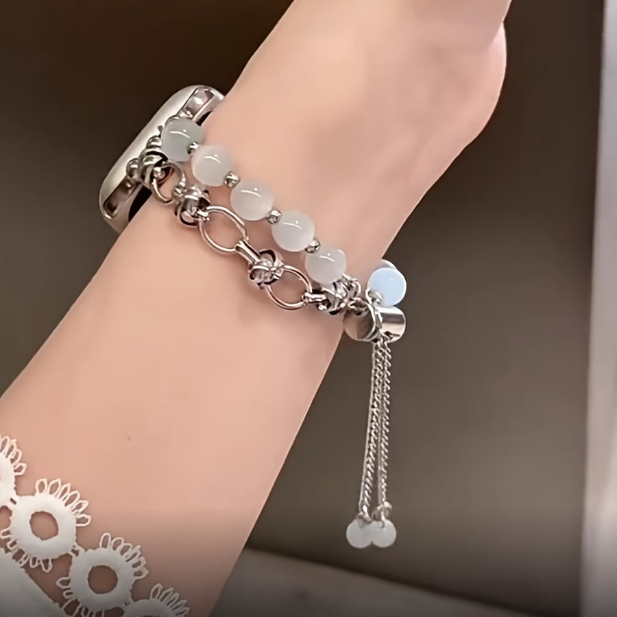 Ladies' Cat's Eye Stone Beaded Watch Strap Fits Apple Watch 38-49mm