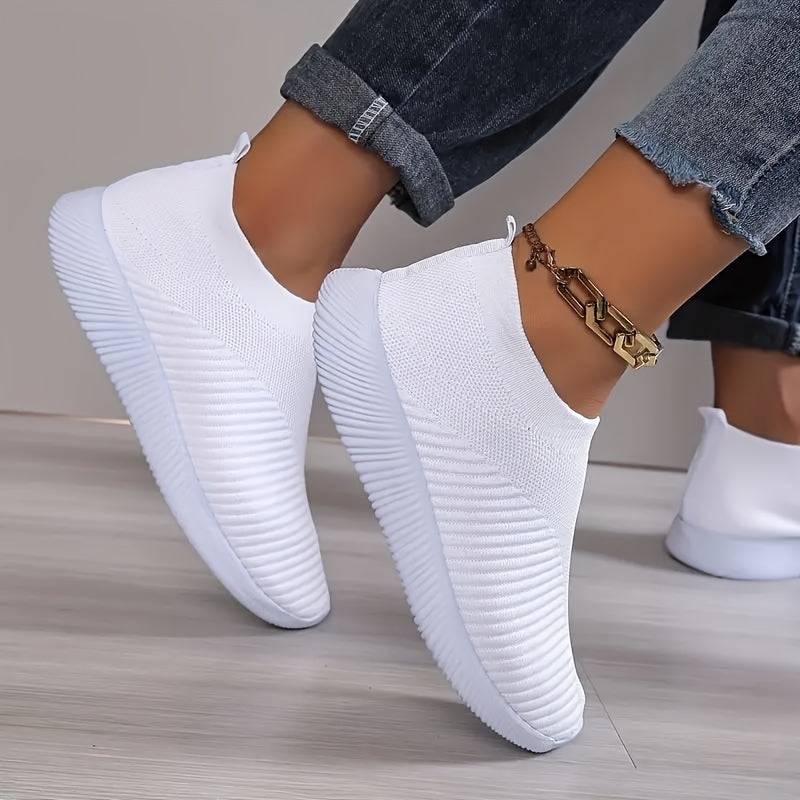 Women's Knitted Sock Sneakers American Flag Pattern Low Top Slip-On Casual Shoes