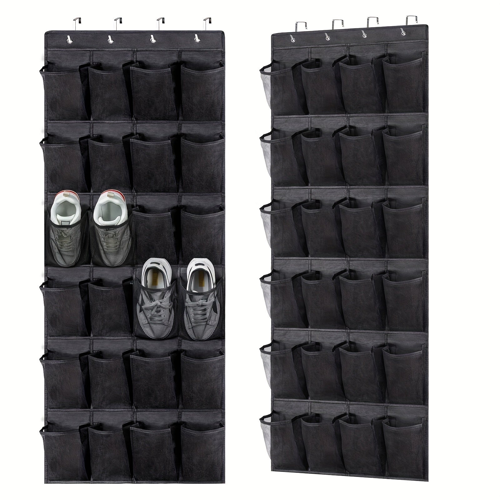Over-the-Door Shoe Storage Bag with 24 Mesh Pockets for Closet Organization
