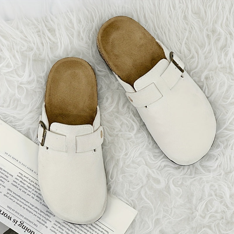 Unisex Cork Grain Slip-On Flat Sandals Breathable Casual Shoes