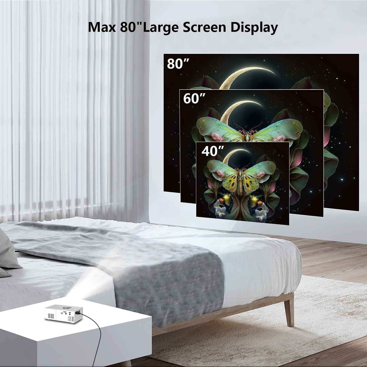 Портативный мини-проектор для фильмов, ТВ, ноутбука, смартфона с пультом дистанционного управления