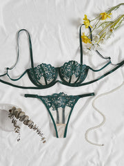 Women's Lingerie Set with Thin Shoulder Straps Bra and Panty Sexy Clothing