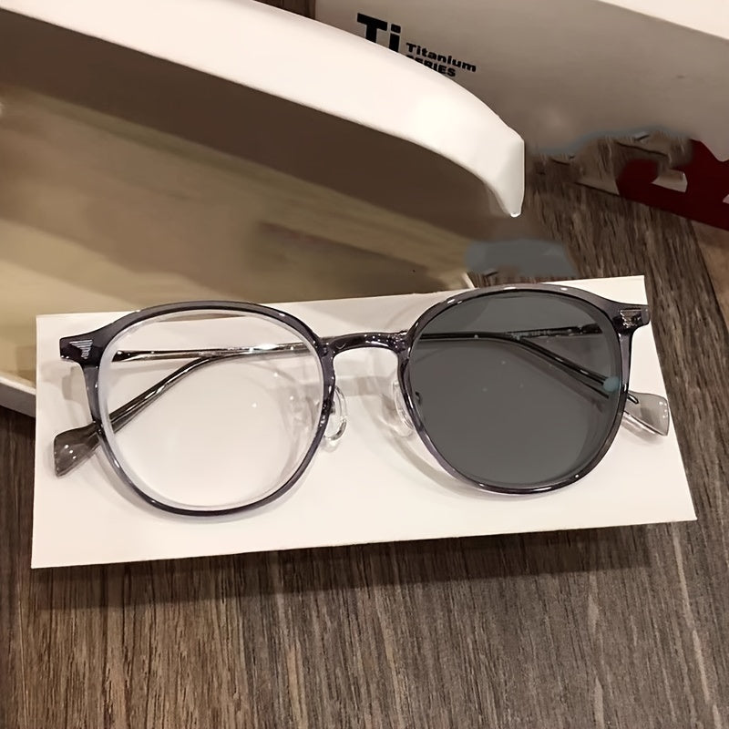 Anti-Blue Light Flat Glasses Frame Ultra-Light Oval Color-Changing