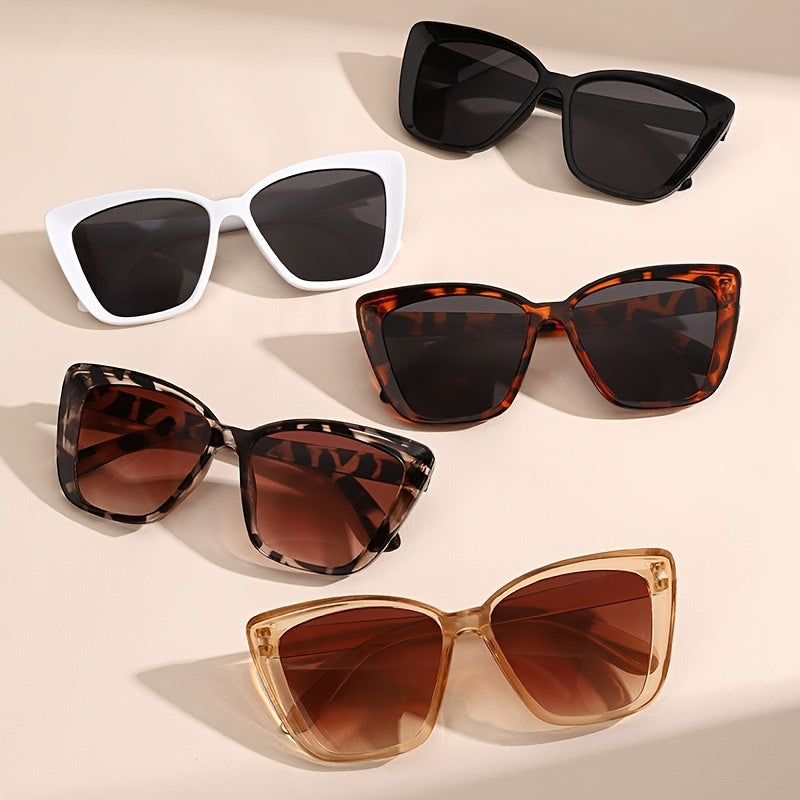 5 ta vintage mushuk ko‘zoynaklar to‘plami, retro kvadrat ko‘zoynaklar, minimalistik, moda, oddiy yuz