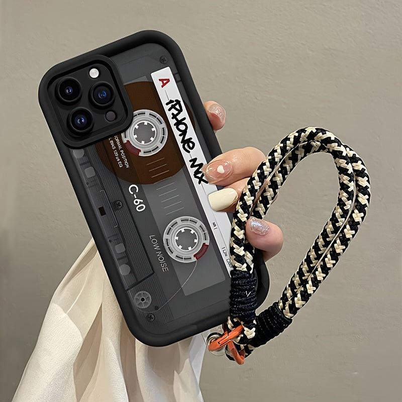 Retro TPU Phone Case with Lanyard for iPhone 16 Pro Max and 16 Plus Stylish Protection