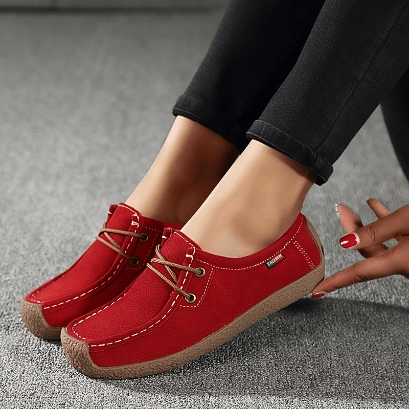 Women's Solid Color Lace Up Round Toe Low-Top Non-slip Shoes