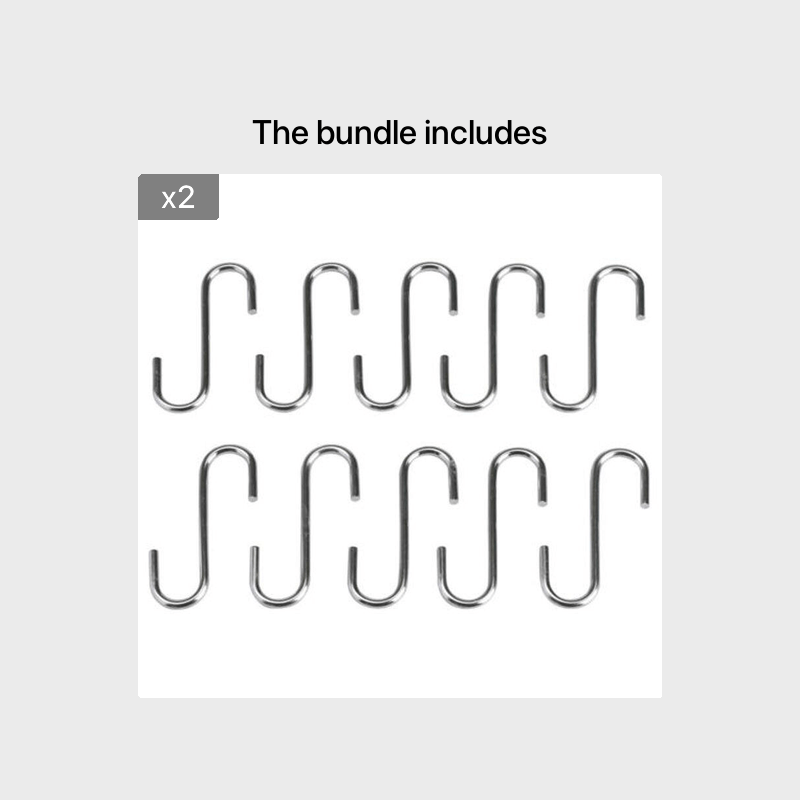 10 Stainless Steel S-Shaped Hooks for Bathroom and Household Use in a Bag