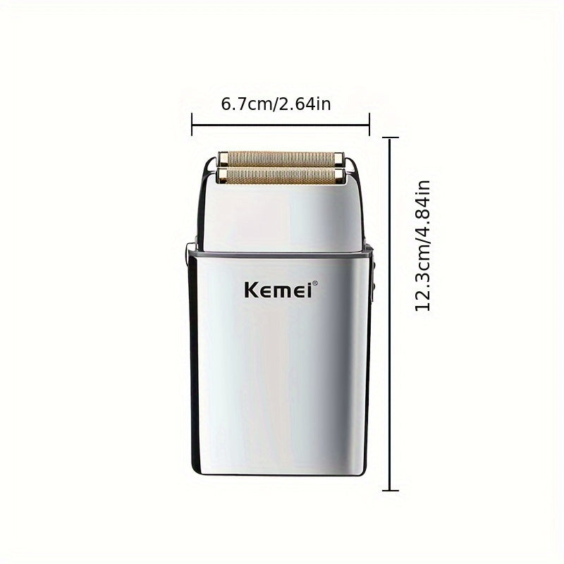 Rotary Electric Shaver Silver Dual Mesh Aluminum Alloy