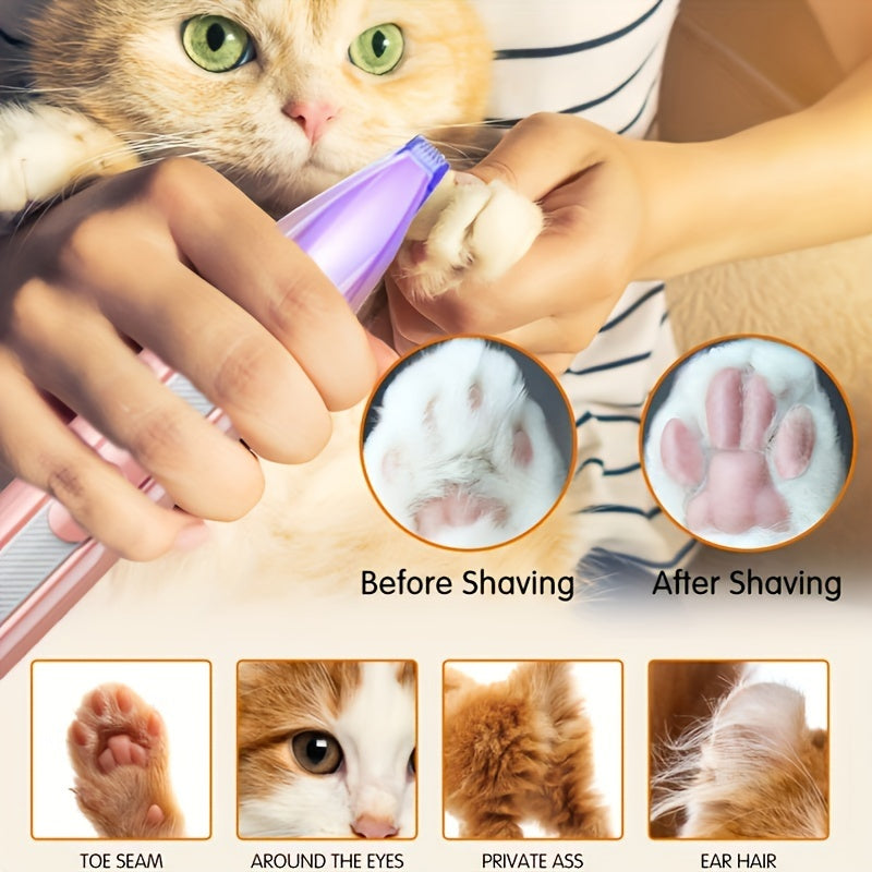Silent Pet Grooming Kit with Rechargeable Clippers Low-Noise Paw Trimmer Cordless Nail Polisher