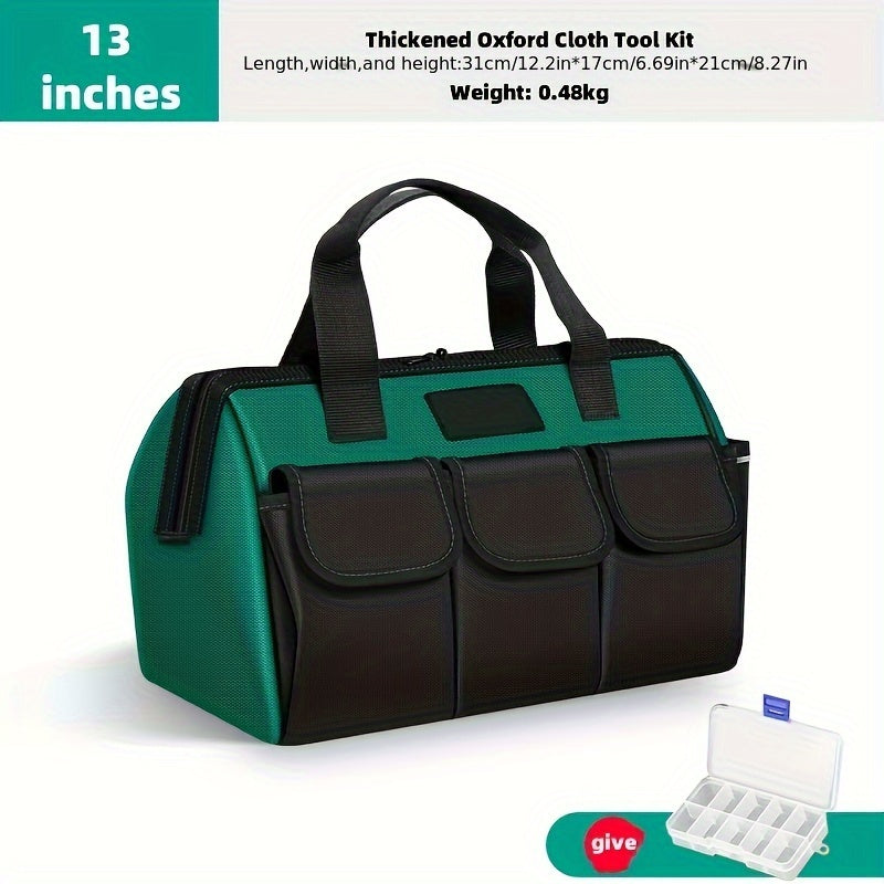 Waterproof Tool Bag with Reflective Strips for Electricians and Carpenters Durable Canvas Grey