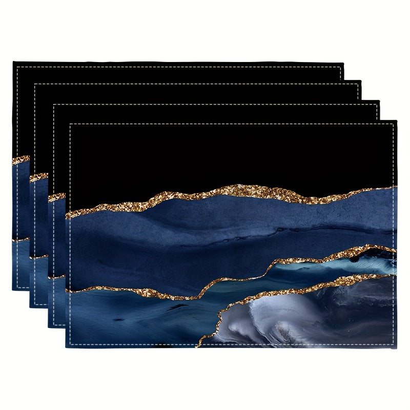Conjunto de manteles individuales con arte abstracto impreso, a prueba de agua, de poliéster, aislante térmico, decoración para mesa de comedor