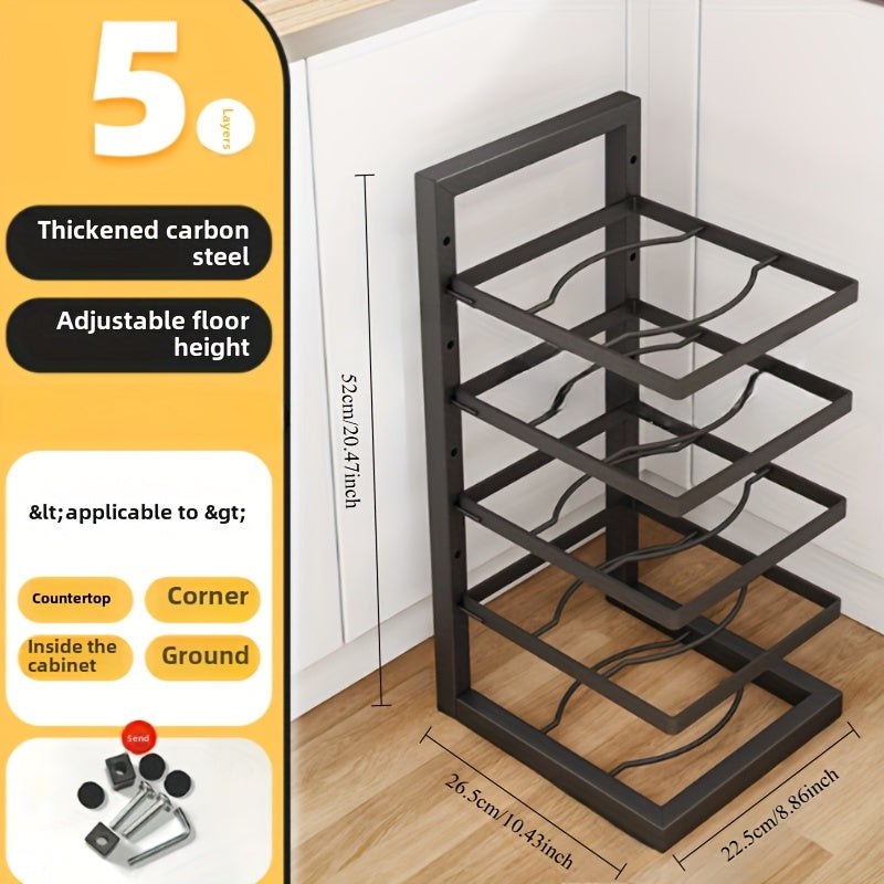 Stainless Steel Pot Rack Adjustable Height 3-Tier or 4-Tier Kitchen Storage Organizer