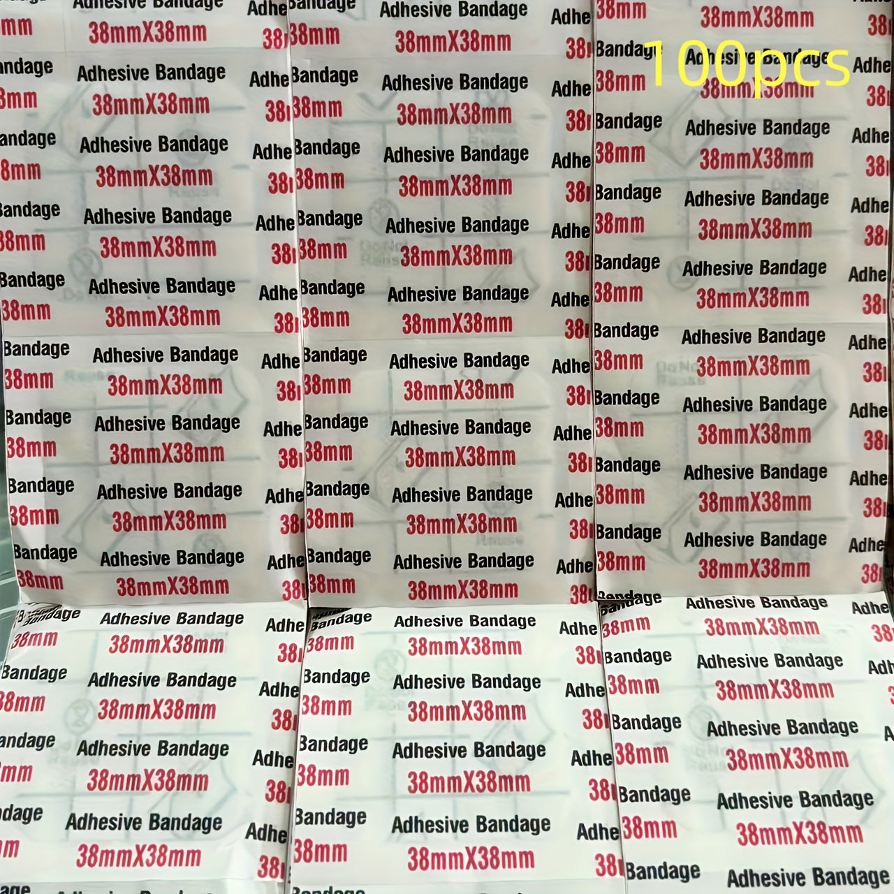 100Pcs Waterproof Breathable Bandages for Wounds Square, Non-Rolling Edges