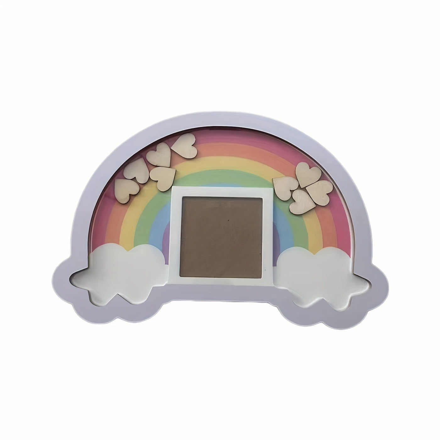 Wooden Rainbow Picture Frame for Nursery Wall Decor Baby Memory Display