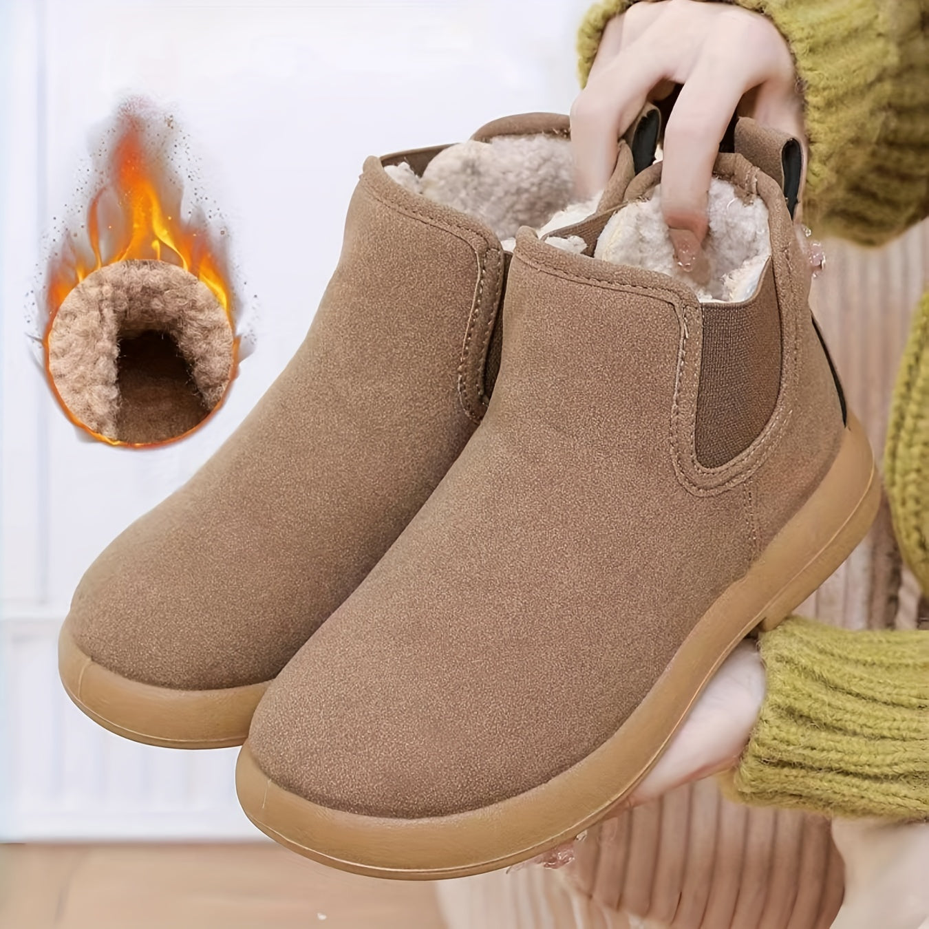 Women's Short Velvet Winter Boots Flat Non-slip Warm Shoes