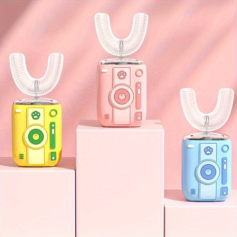 Cepillo de dientes eléctrico en forma de U para niños con 6 modos de limpieza y batería recargable