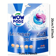 Kiyim tozalash kapsulalari 20 ta, yumshoq, tozalash, dog'larni olib tashlash, yangi hidi