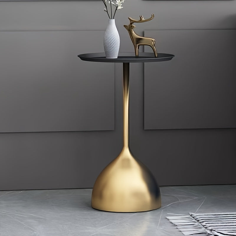 Vintage Metal Side Table Round Coffee Table for Living Room and Small Spaces