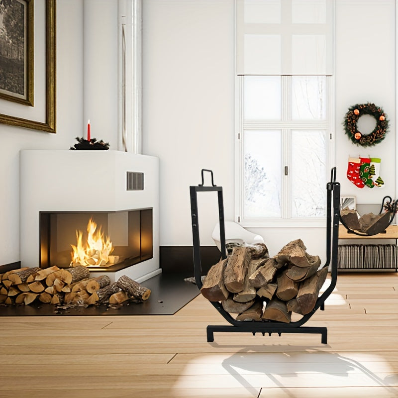 Sturdy Metal Firewood Rack Compact Wood Storage for Home and Workspace