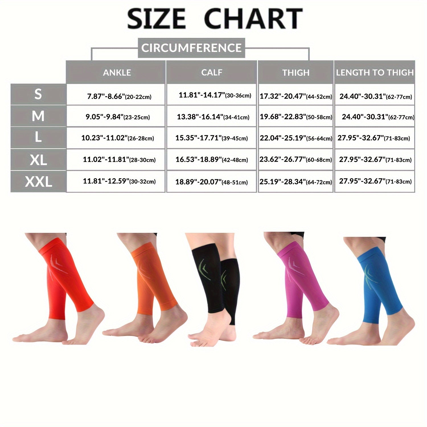 Men Women Calf Compression Sleeves 15-20mmHg Leg Footless Socks Summer