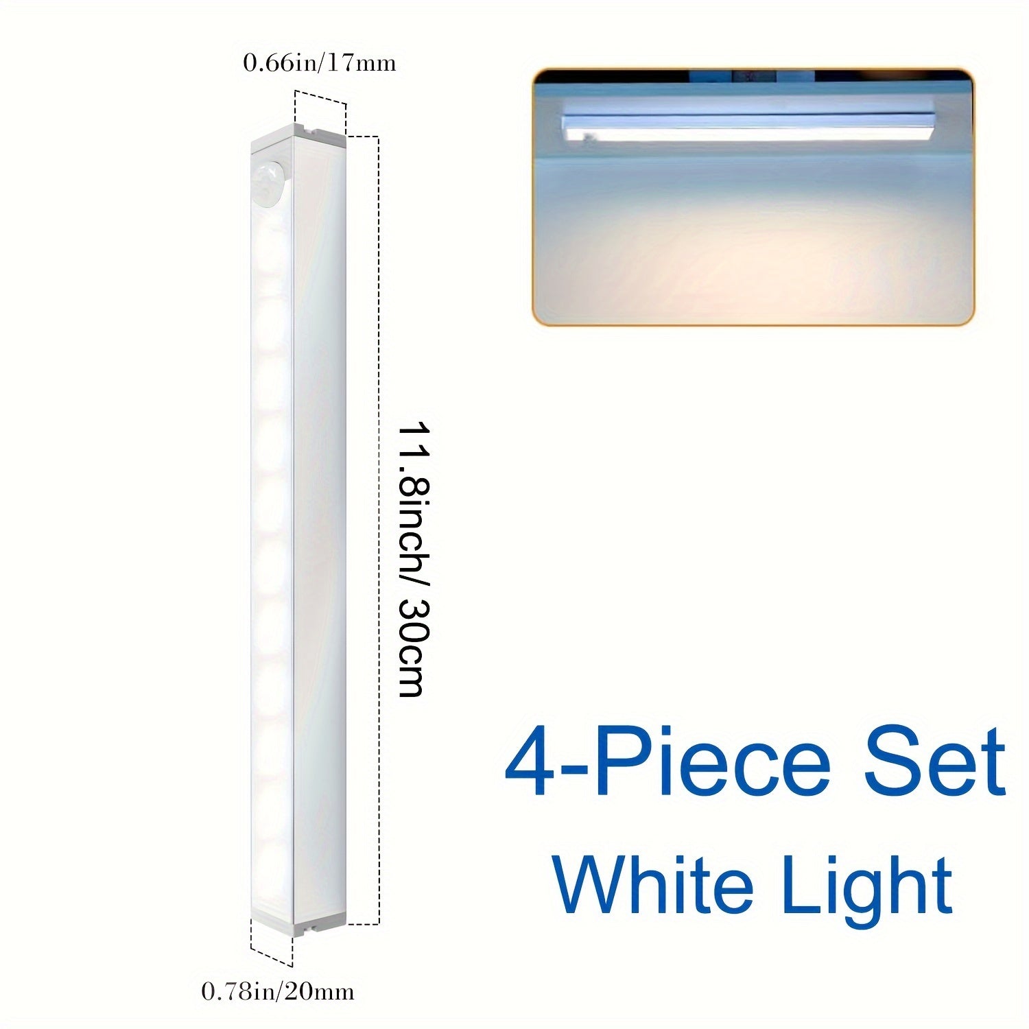 4-Pack Wireless Under Cabinet Lights with Motion Sensor USB Rechargeable LED for Kitchen Bedroom Nursery