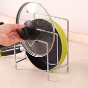 Pot Lid Rack Organizer for Kitchen Cabinets Black Metal Space-Saving Storage