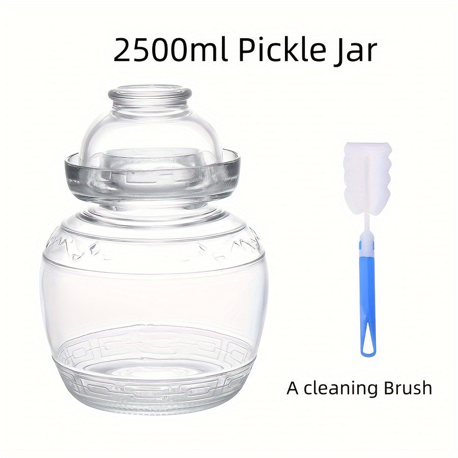 Glass Pickle Jar with Lid 2500ml 84oz Includes Cleaning Brush for Fermenting Kimchi Sauerkraut