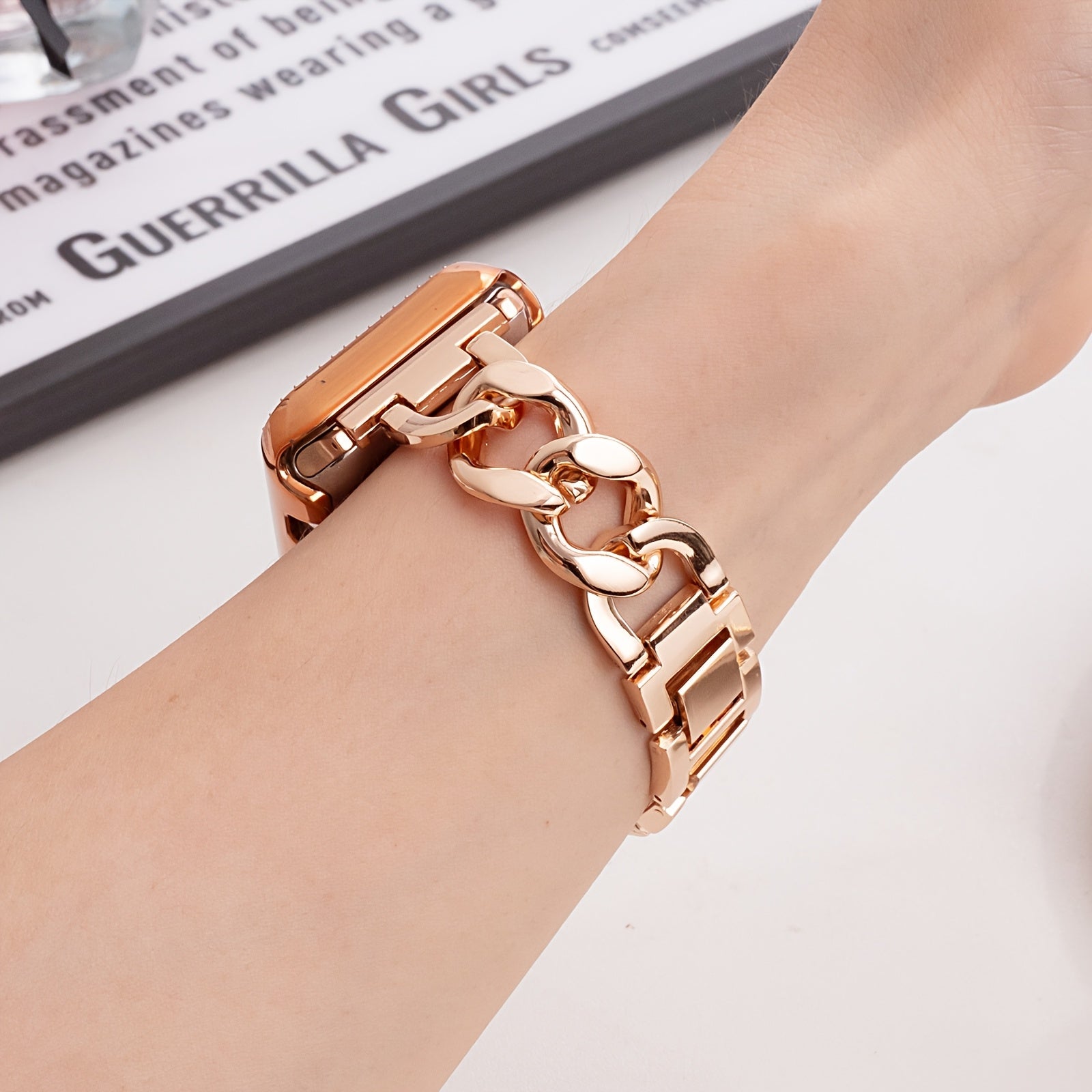 Stainless Steel Denim Chain Watch Strap for Apple Watch Series 1-10 38mm-45mm Replacement Sports Band