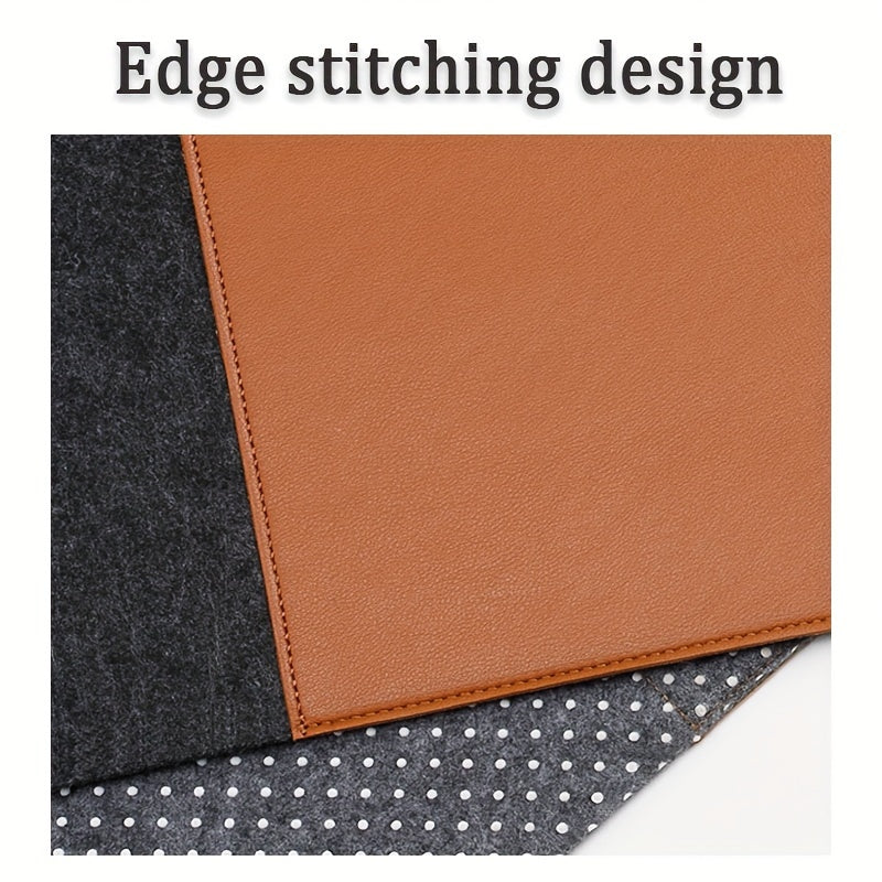 Large XXL Felt and PU Leather Gaming Mouse Pad Waterproof Non-Slip Oblong Edge Stitch