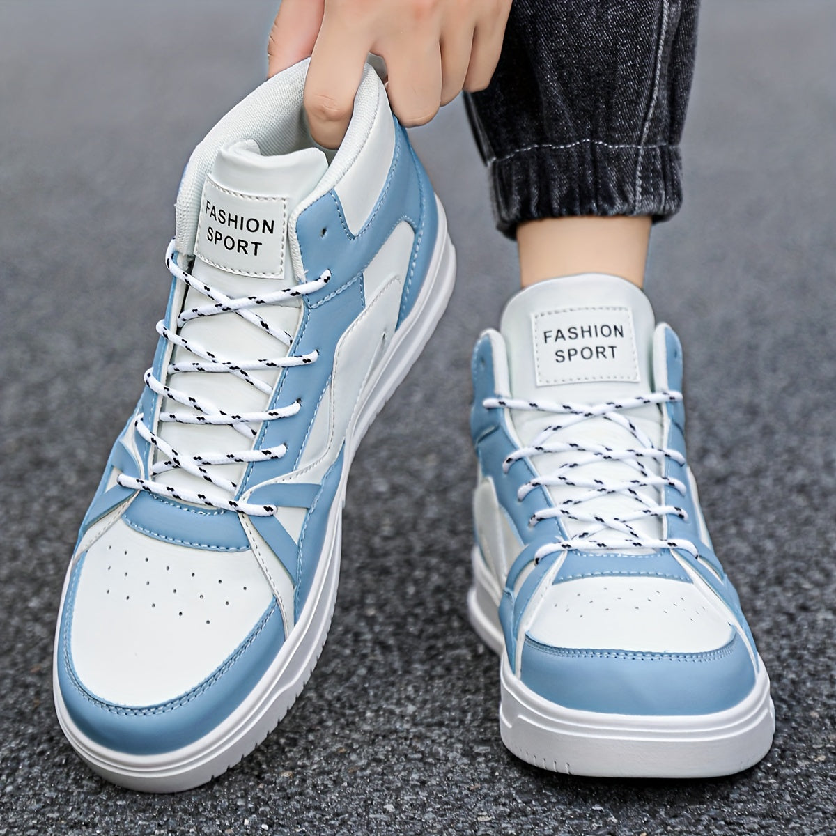 Men's High-Top Skate Sneakers Black White Gray Orange Casual Outdoor Sporty