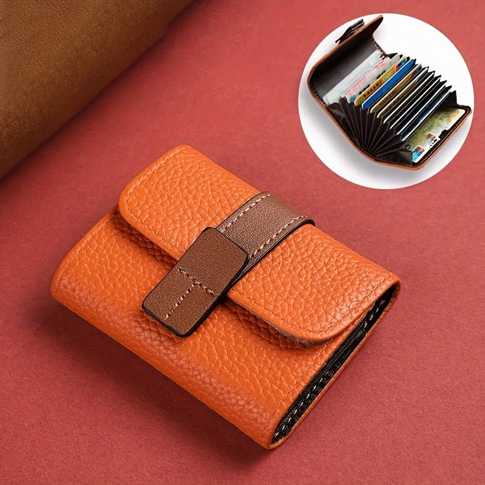 Women's Colorblock Short Wallet with Multiple Card Slots and Snap Closure