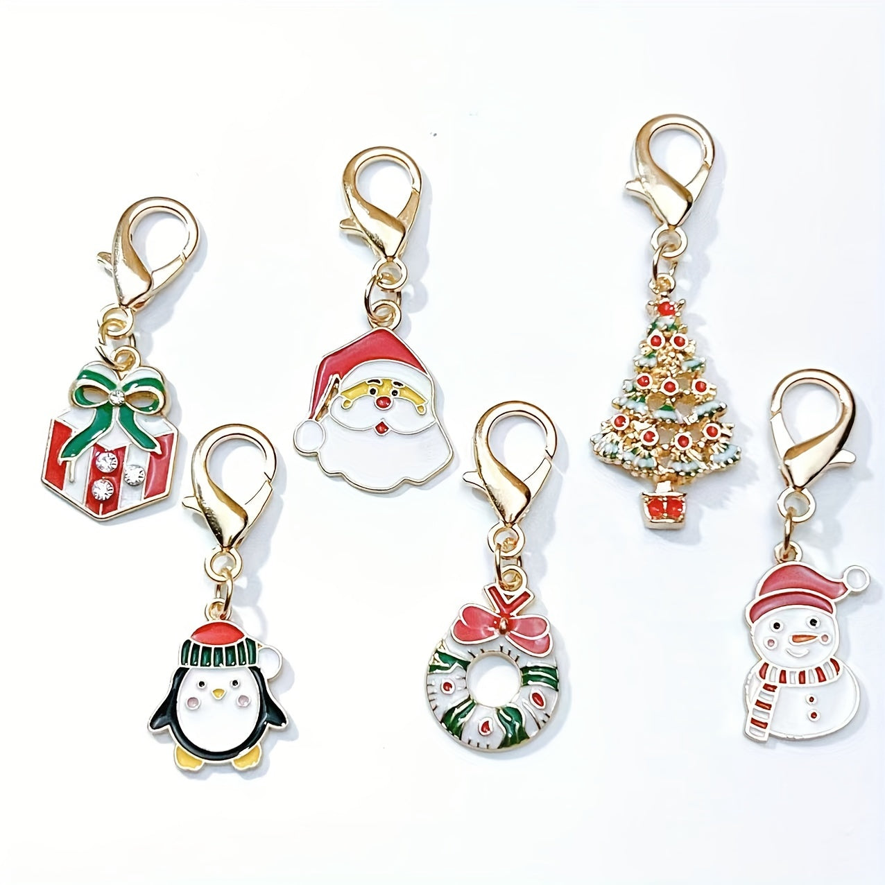 Christmas Keychain Charms Zinc Alloy Festive Holiday Gift Bag Pendants