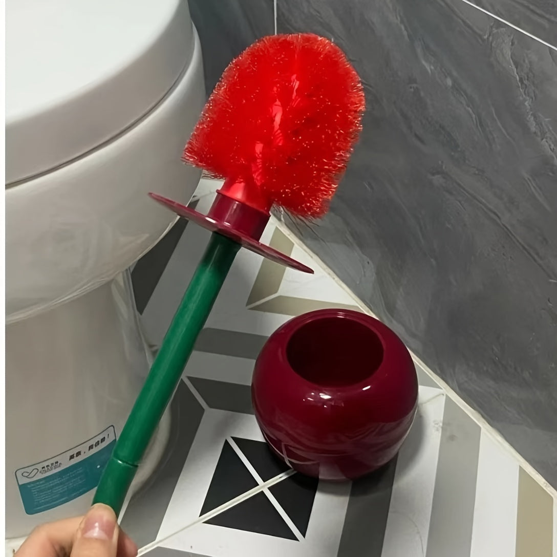 Cherry Toilet Brush Set with Creative Design and Holder