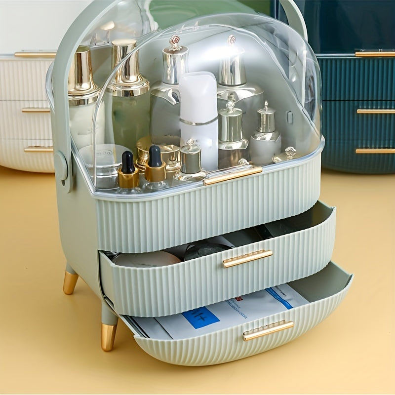 Vanity Organizer with Mirror and Compartments for Makeup Storage