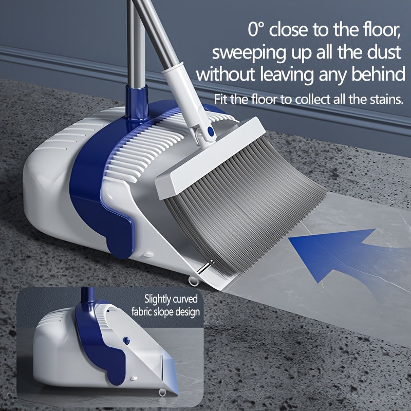 All-in-One Home Cleaning Set with Long-Handle Broom and Dustpan for Dust and Pet Hair