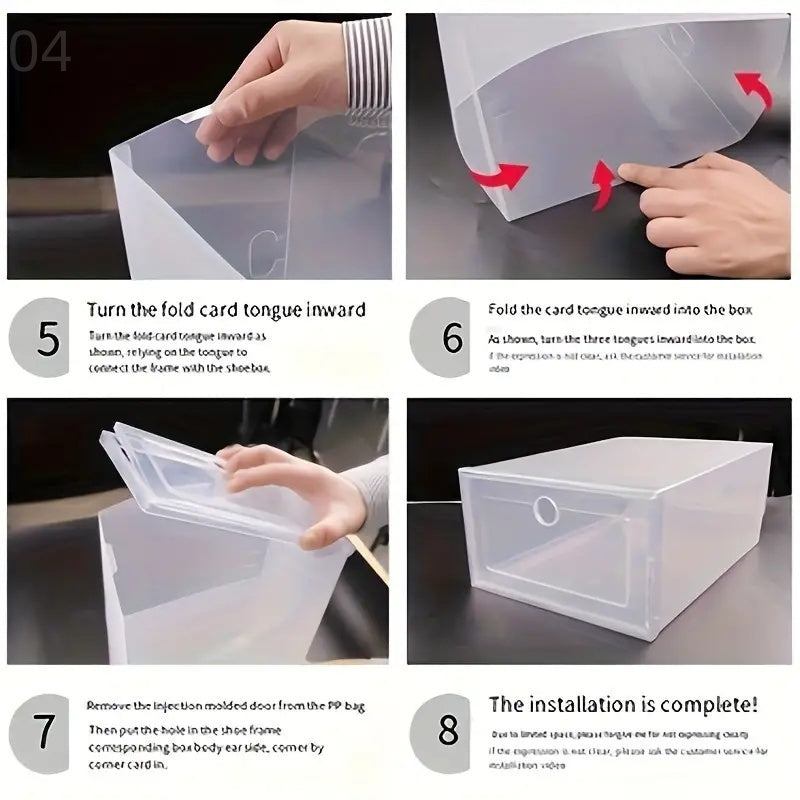 6 Transparent Shoe Storage Containers Dust Moisture Proof Space Saver