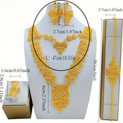 Elegant Bridal Jewelry Set 5-Piece Alloy Necklace Earrings Ring Bracelet for Weddings