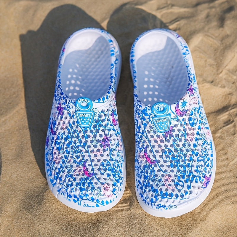 Women's Star And Moon Print Flip Flops EVA Beach Shoes All-Season