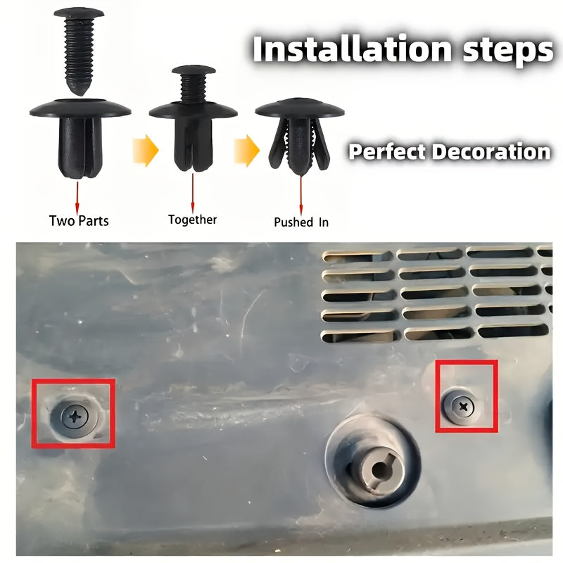 50pcs Black Plastic Rivet Fasteners for Car Door Trim 8mm Hole