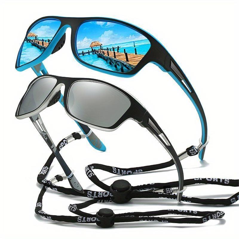 Retro Polarized Sunglasses with Strap for Men and Women for Outdoor Activities Sports Travel Driving Fishing Cycling