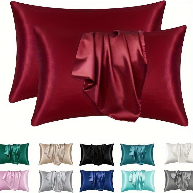Satin Pillowcase 100% Polyester Solid Color Breathable Cooling Envelope Closure