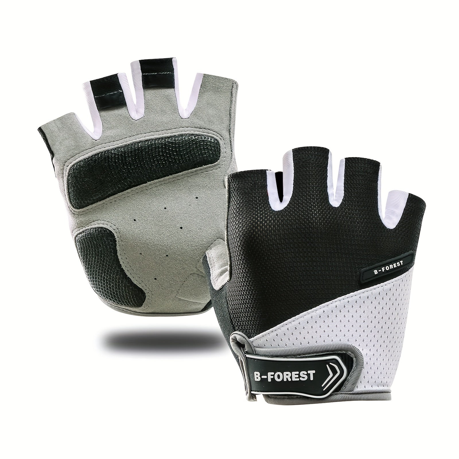 Guantes de ciclismo unisex de poliéster transpirable con medio dedo y palma de silicona