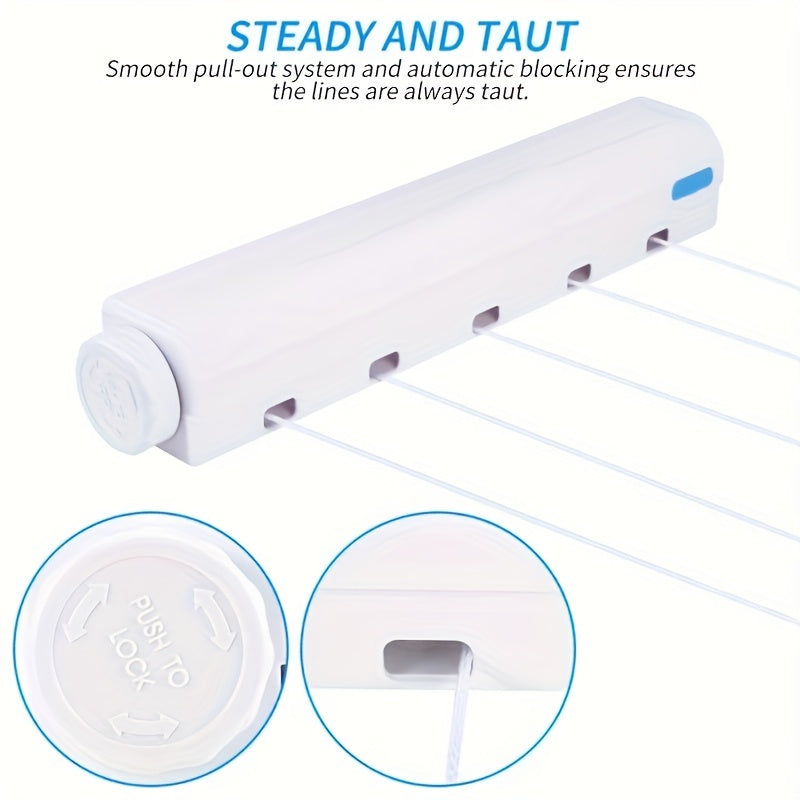 cuerda retráctil para tender la ropa de 3,75 m con cinco líneas, línea de lavandería para interior y exterior