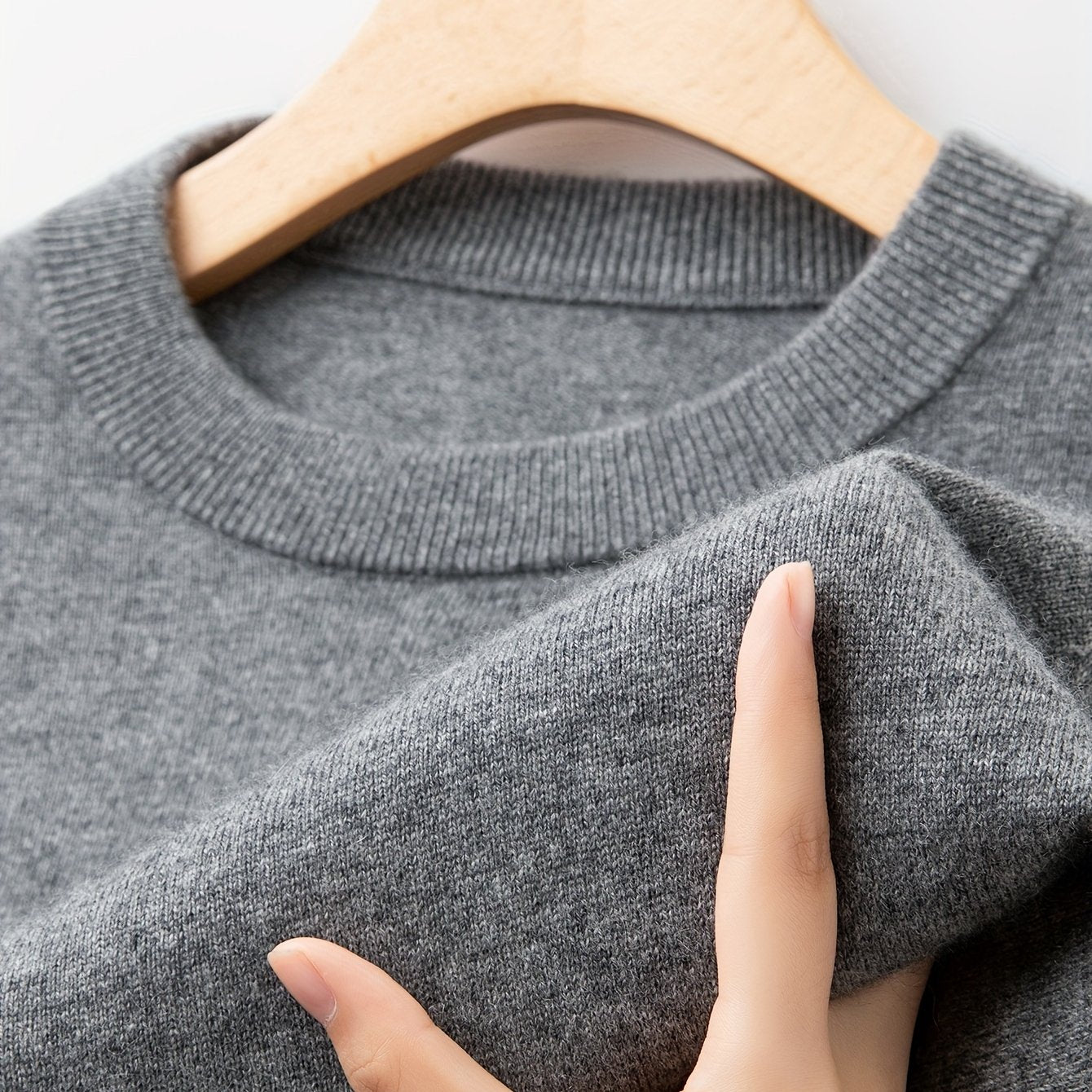 Men's Merino Wool Casual Sweater Long Sleeve Crew Neck Half Placket Solid Color