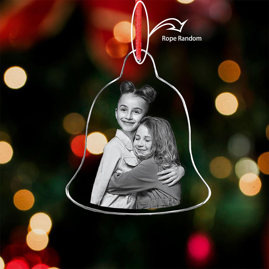 Personalized Acrylic Photo Bell Ornament for Couples and Adults, Transparent Acrylic